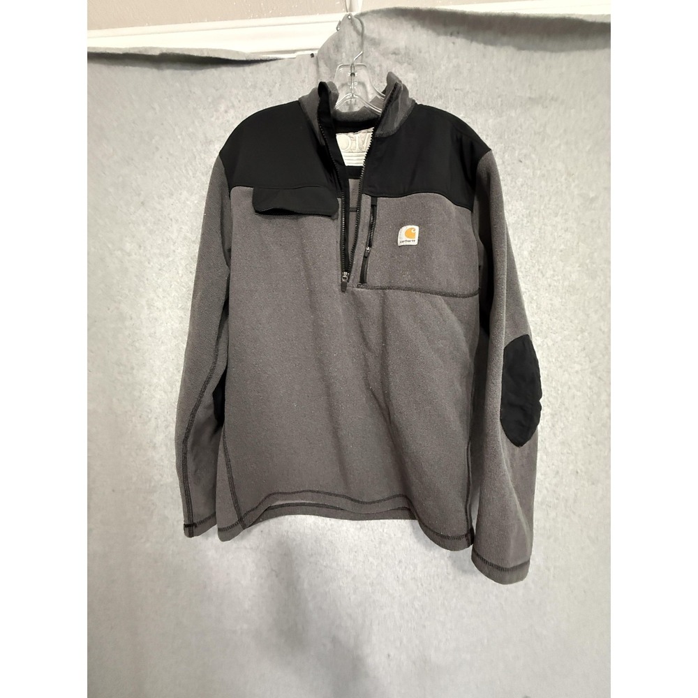 Carhartt Jacket Mens Medium Gray Fleece 1/4 Zip Anorak LMC Logo 102836-022